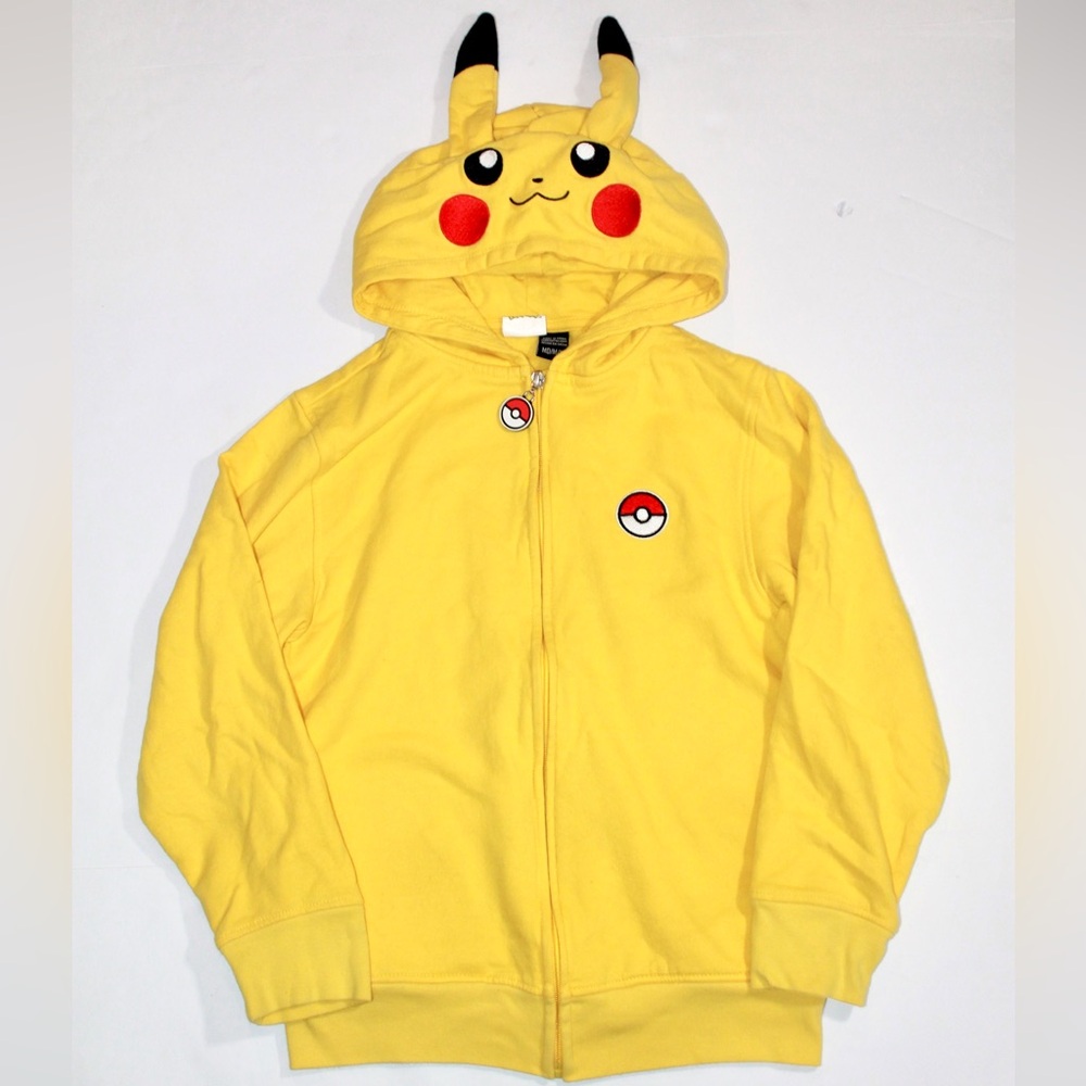 Kids Yellow Pokemon Pikachu Hooded Zip-Up Sweatshirt
